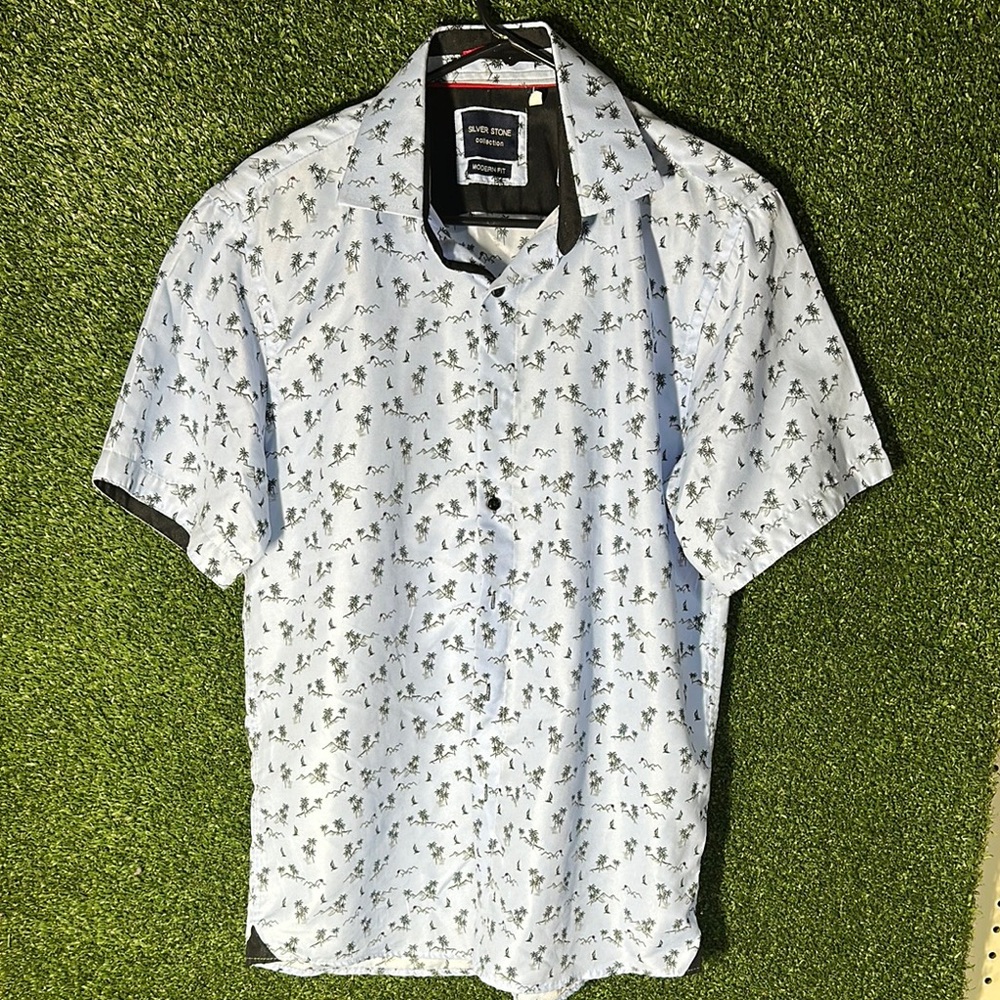 Blue Casual Button Down Shirt with Relaxed Fit